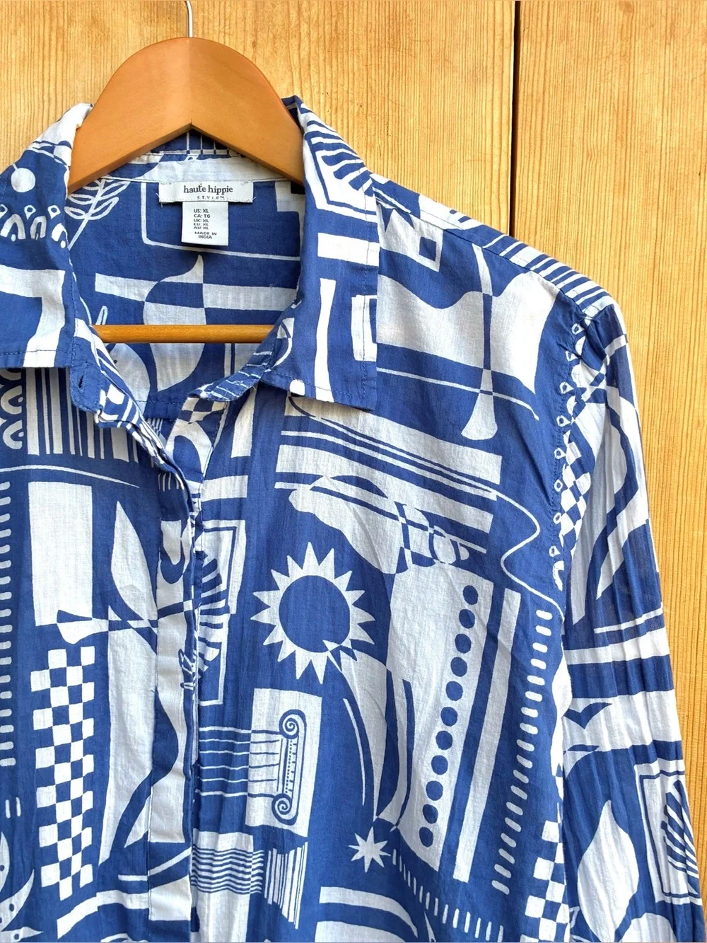 Haute Hippie Cotton Printed Blouse Sz XL